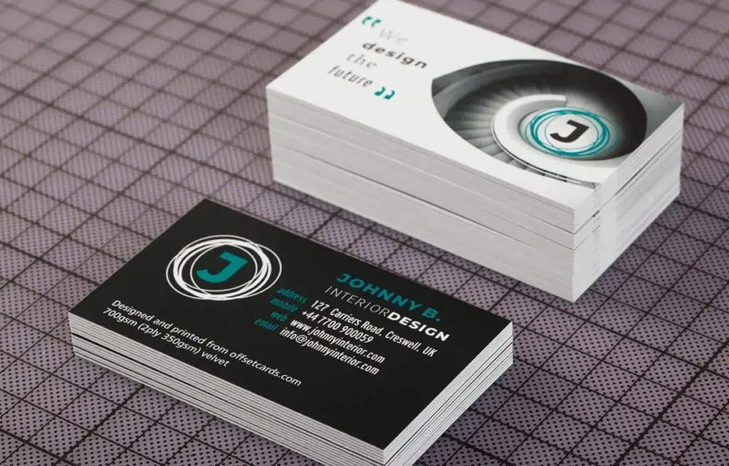 Duplex business cards showing the substantial bonded edge