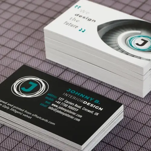 Duplex business cards showing the substantial bonded edge