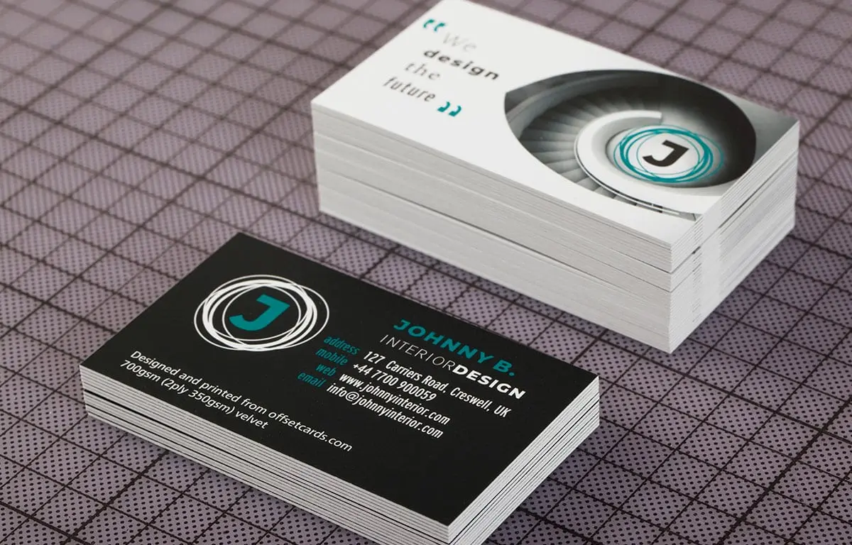 Duplex business cards showing the substantial bonded edge