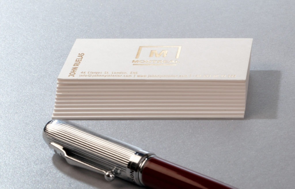 Silver hot foil detail on white Favini Sumo board