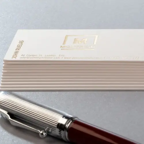 Silver hot foil detail on white Favini Sumo board