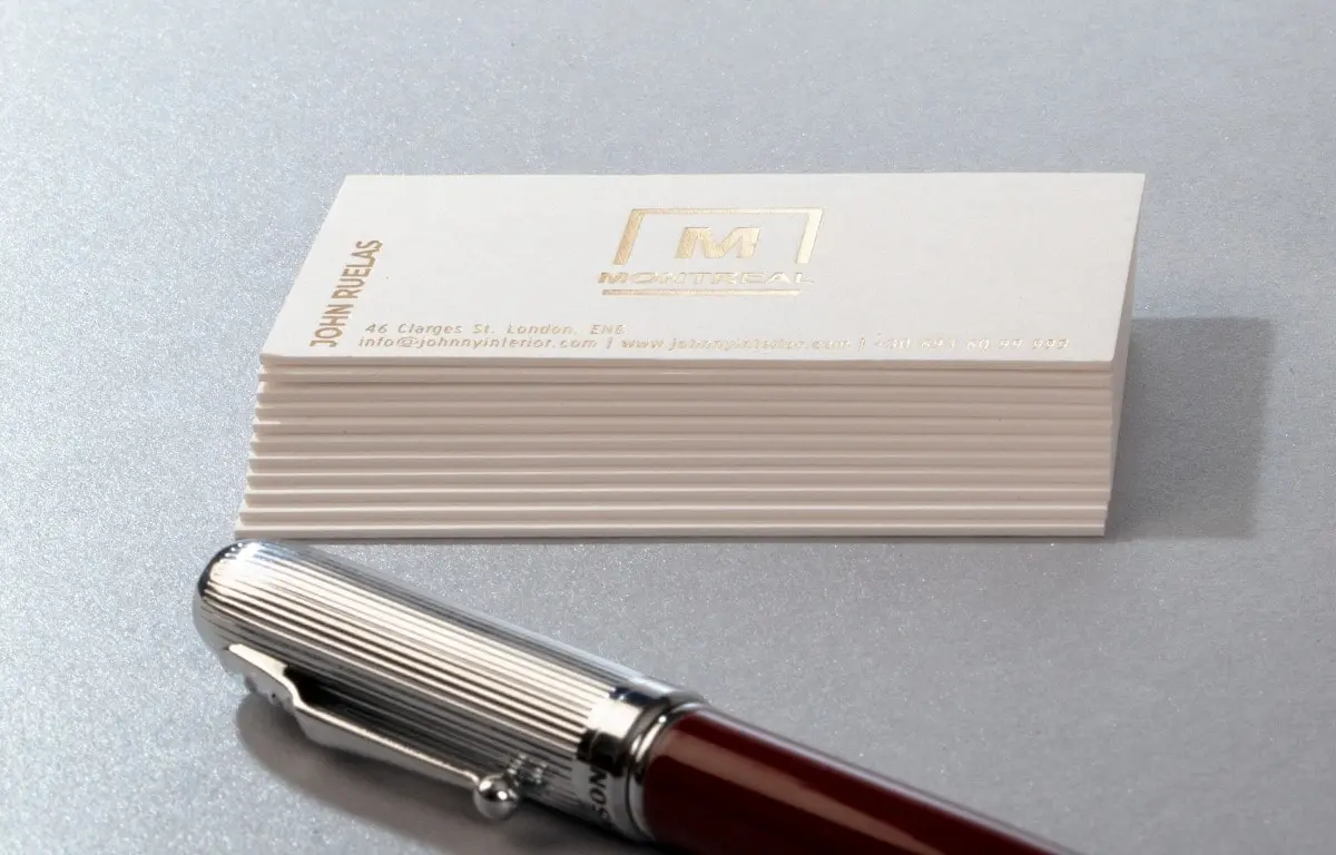 Silver hot foil detail on white Favini Sumo board