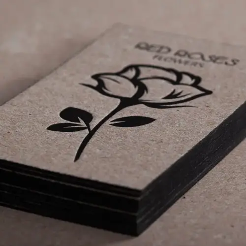 Recycled paperboard letterpress cards with black painted edges