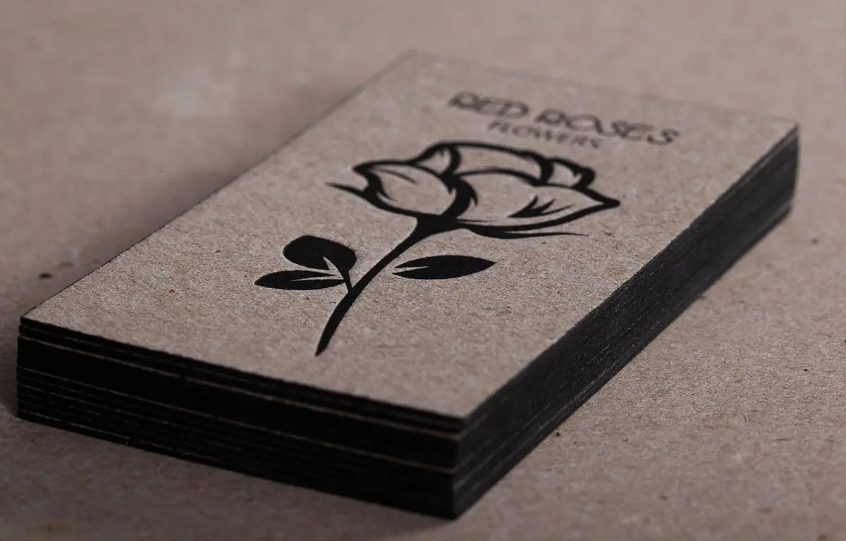 Recycled paperboard letterpress cards with black painted edges