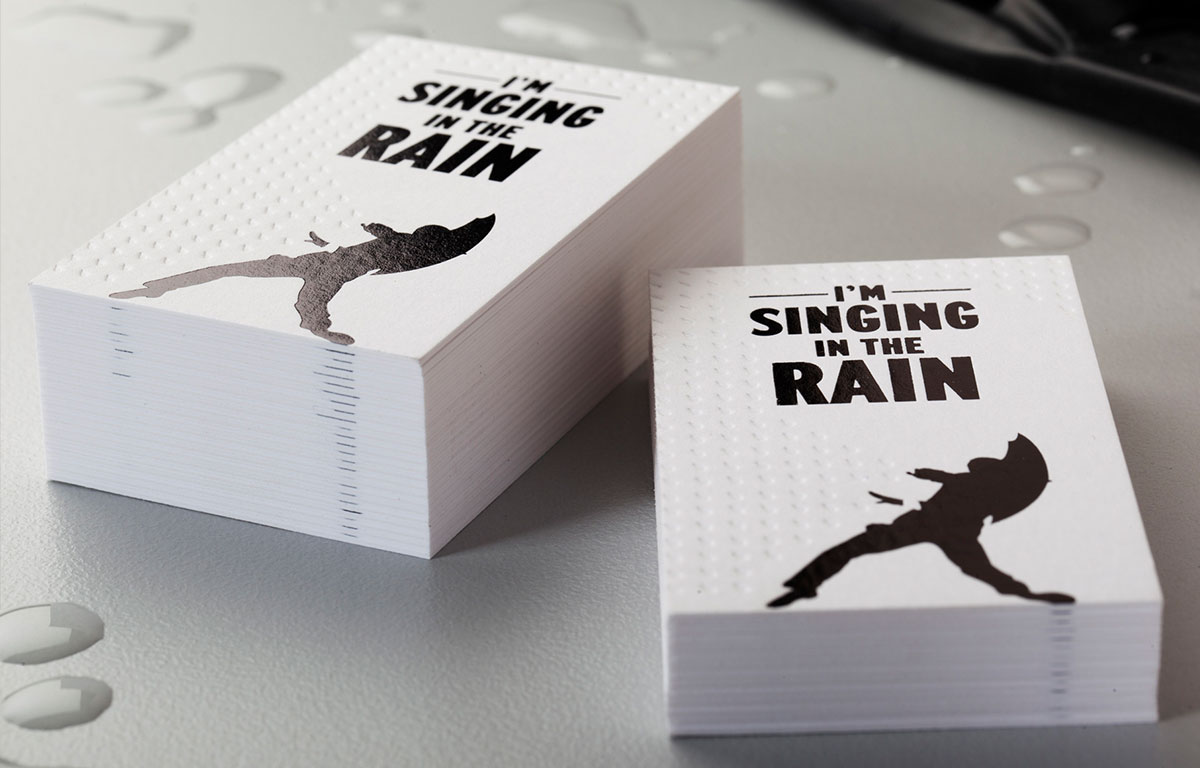 Business cards with letterpress and hot foil.