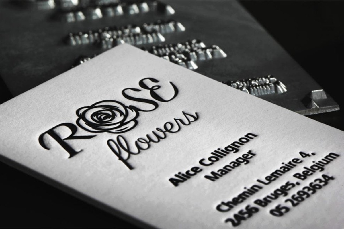 black letterpress&painted edges sumo white Luxury business card with letterpress on sumo white B card paper