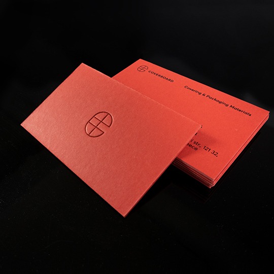 Close detail of hot foil on a coloured ultra-thick Coverboard card