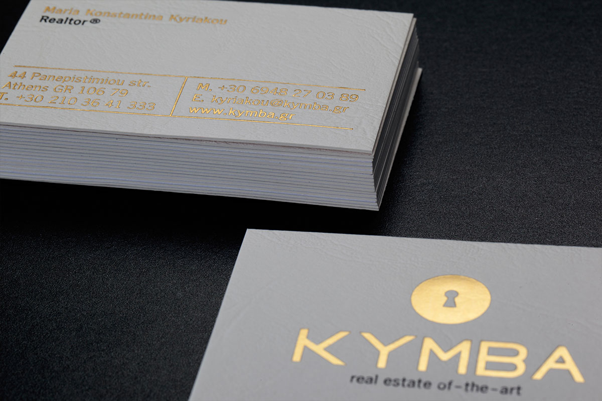 Close view of foil and printed detail on textured Keaykolour paper