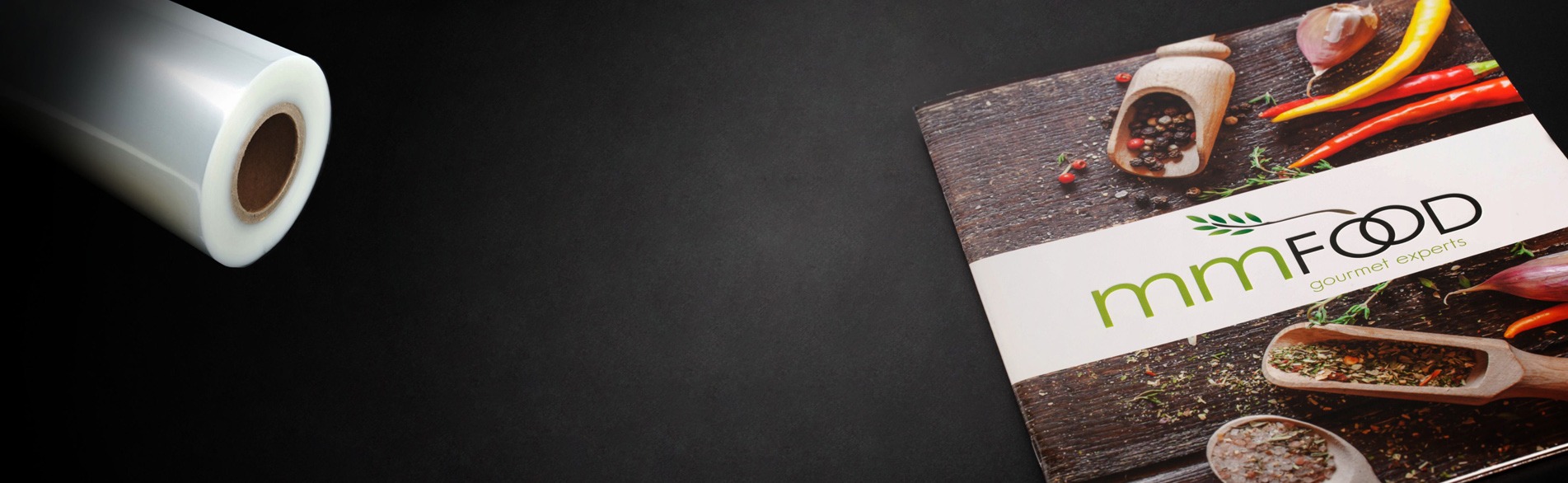 Lamination film positioned beside a full-colour printed business card